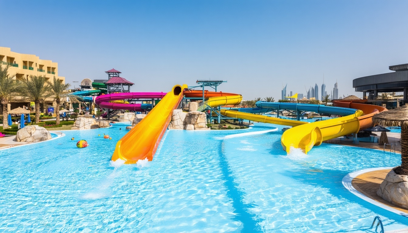 Clean pools and relaxing zones at a Dubai water park